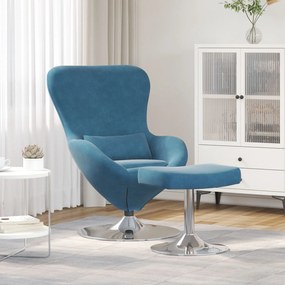 Poltrona Egg vidaXL com apoio para os pés em veludo azul