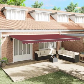 vidaXL Toldo retrátil manual com luzes LED 600x300 cm bordô