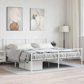 vidaXL Estrutura de cama com cabeceira e pés 180x200 cm metal branco