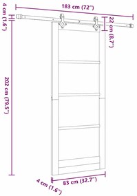 Porta Deslizante vidaXL com Kit de Hardware "ORKDAL" Madeira Sólida &amp;
