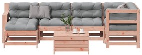 7 pcs conj. lounge jardim com almofadões madeira douglas maciça