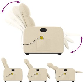 Poltrona elétrica elevatória massagens tecido creme