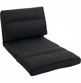 Poltrona de chão, sofá reclinável, poltrona convertível em cama reclinável de 90° a 180°, tecido - 70 x 72 x 56 cm - preto