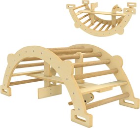 Arco de Escalada de Madeira e Baloiço Montessori Brinquedo Educativo Interior para Crianças 110x52 cm Madeira