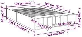 Estrutura de cama 120x200 cm derivados de madeira cinza sonoma