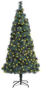 3077774 vidaXL Árvore Natal artificial c/ luzes LED/suporte 150 cm PET verde