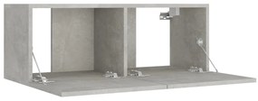Conjunto móveis de TV 4 pcs madeira processada cinzento cimento