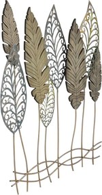 DECORAÇÃO DE PAREDE FOGLIE -C- 75X2,5X87 CM DOURADO E PRATEADO