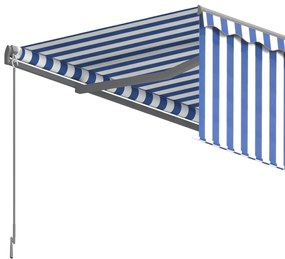 Toldo retrátil manual com estore 5x3 m azul e branco