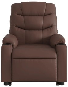 Poltrona reclinável elevatória couro artificial castanho