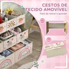 Organizador para Brinquedos para Crianças com 9 Cestas de Tecido não Tecido 93x30x70 cm Multicor