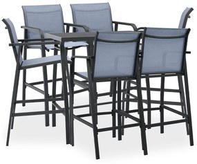 vidaXL 7 pcs conjunto de bar para jardim preto e cinzento