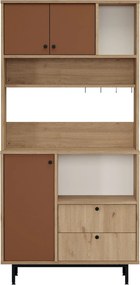 Armário Alto de Cozinha "Toledo" E-1 - Carvalho e Nogueira Vermelho- 8