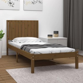 vidaXL Estrutura de cama solteiro 90x190 cm pinho maciço castanho mel