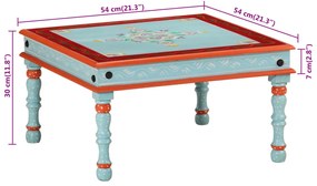 Mesa de centro pintada à mão mangueira maciça azul