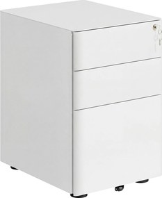 Vinsetto Gaveteiro móvel com 3 gavetas, armário de arquivos móvel com rodízios e fechadura, armário de escritório com arquivo suspenso e porta-canetas, gaveteiro para escritório, home office, 39 x 48 x 59 cm Branco | Aosom Portugal