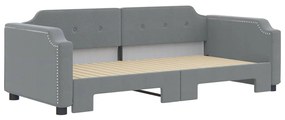 Sofá-cama com gavetão 90x190 cm tecido cinzento-claro