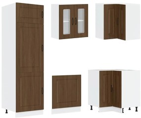 14 peças armário de cozinha conjunto Kalmar carvalho castanho