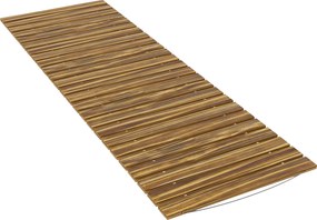 Outsunny Caminho de Ripas de Madeira Enrolável 120x38 cm Resistente às Intempéries, Decoração de Jardim para Praia e Festa - Acabamento Carbonizado | Aosom Portugal