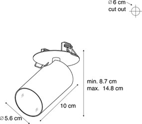 Conjunto de 6 focos embutidos modernos pretos GU10 50mm IP44 - Chels