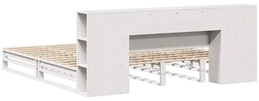 Cama com estante sem colchão 200x200 cm madeira maciça branco