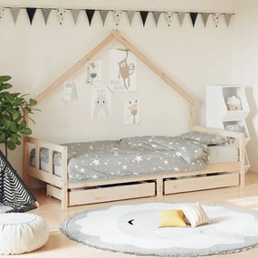 Estrutura de cama infantil c/ gavetas 90x190 cm pinho maciço