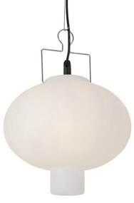 Candeeiro de suspensão exterior branco 35 cm com ficha IP44 - Pion