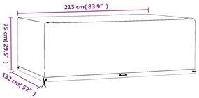 Capa p/ mobiliário de jardim 12 ilhós 213x132x75 cm retangular