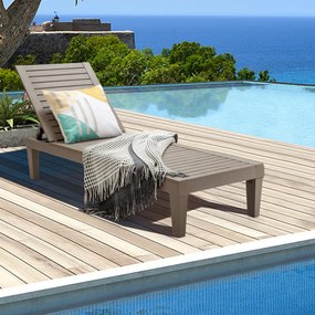 Espreguiçadeira de jardim para exterior com encosto ajustável em 5 posições para varanda Praia Piscina 190 x 57,5 x 29 cm Castanha