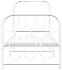 Estrutura de cama com cabeceira e pés 75x190 cm metal branco