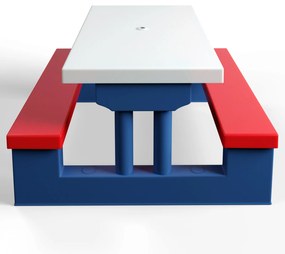 Conjunto Mesa e cadeiras para crianças exterior com guarda-sol coloridas