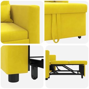 Sofá-cama conversível 3 em 1 Amarelo Veludo