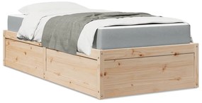 Cama com colchão 90x190 cm madeira de pinho maciça