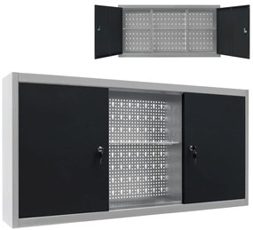 Armário ferramentas parede industrial metal cinzento e preto