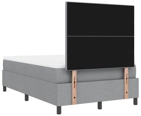 Cama Box Spring com Colchão Cinza Claro Pequena Cama Dupla Tecido