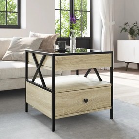 Mesa de centro luzes LED Infinity 50x50x51 cm carvalho sonoma