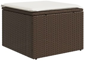 8 pcs conjunto sofás de jardim c/ almofadões vime PE castanho