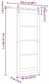 Porta Deslizante vidaXL com Conjunto de Hardware "ORKDAL" Branca 86x21