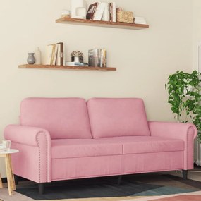 vidaXL Sofá de 2 lugares veludo 140 cm rosa