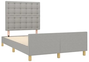 Estrutura de cama c/ cabeceira 120x200 cm tecido cinza-claro