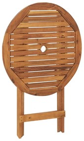 3 pcs conjunto jantar dobrável p/ jardim madeira acácia maciça