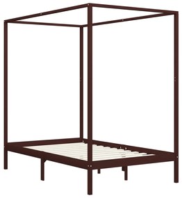 Estrutura cama com toldo 120x200cm pinho maciço castanho-escuro