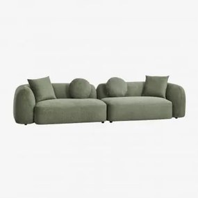 Sofá Modular De 2 Peças Em Chenille Coco Tecido Chenille Verde Sálvia - Sklum