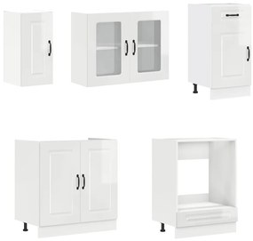 8 peças armário de cozinha conjunto Kalmar branco brilhante
