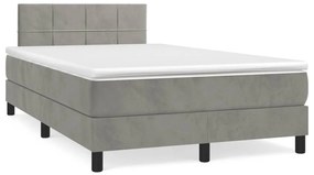 Cama boxspring com colchão 120x190 cm veludo cinzento-claro