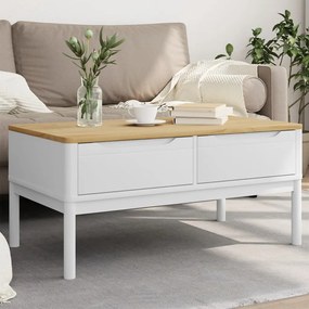 vidaXL Mesa de centro FLORO 99x55,5x45 cm madeira pinho maciça branco