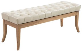 Banco Ramses em couro sintético com estrutura em antigo claro 46 x 120 x 38 cm Creme