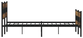 Estrutura de cama sem colchão 183x213cm metal carvalho fumado