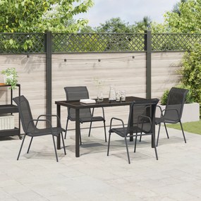 Conjunto de Jantar de Jardim 5 Peças Preto Textilene e Aço