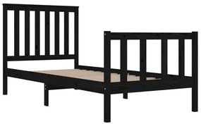 Estrutura de cama pequena solteiro 75x190 cm pinho maciço preto